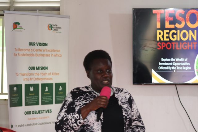 Professor Gudula Naiga Basaza, Managing Director of Gudie Leisure Farm highlighting the vast array of business opportunities available in Teso